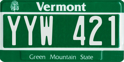 VT license plate YYW421