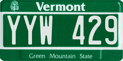 VT license plate YYW429
