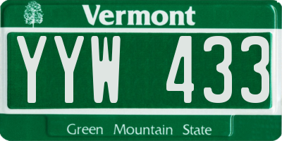 VT license plate YYW433