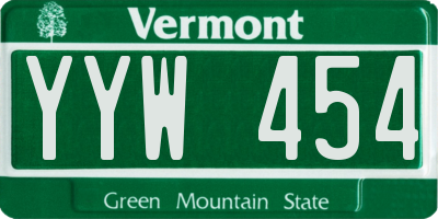 VT license plate YYW454