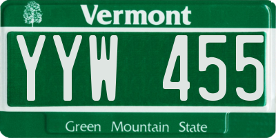 VT license plate YYW455