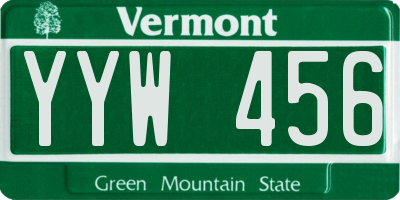 VT license plate YYW456