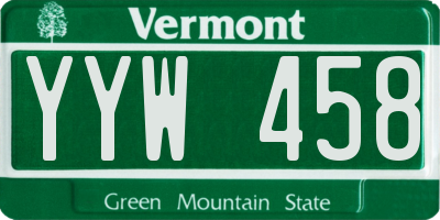 VT license plate YYW458