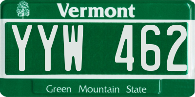 VT license plate YYW462