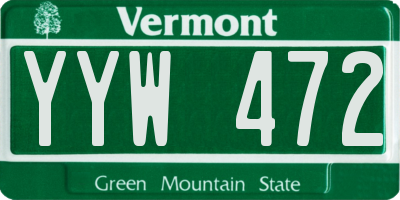 VT license plate YYW472