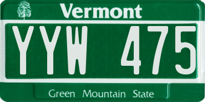 VT license plate YYW475