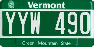 VT license plate YYW490