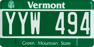 VT license plate YYW494