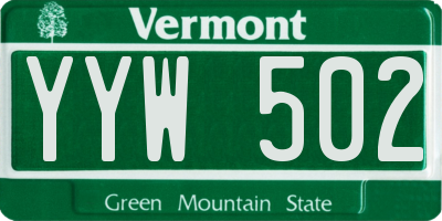 VT license plate YYW502