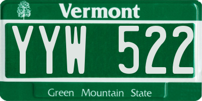 VT license plate YYW522