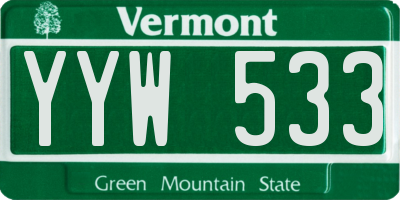 VT license plate YYW533