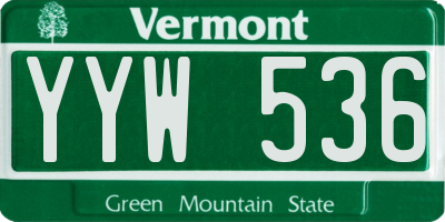 VT license plate YYW536