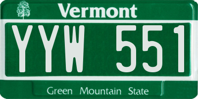 VT license plate YYW551