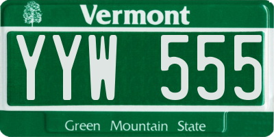 VT license plate YYW555