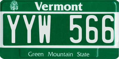VT license plate YYW566