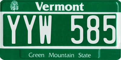 VT license plate YYW585