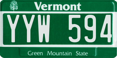 VT license plate YYW594