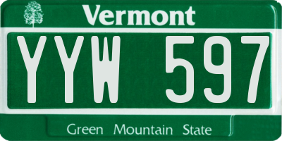 VT license plate YYW597