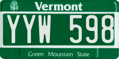 VT license plate YYW598