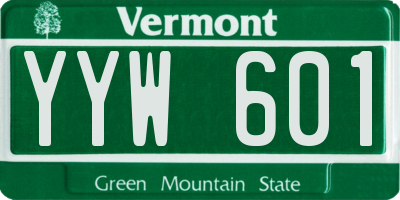 VT license plate YYW601