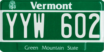 VT license plate YYW602