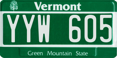 VT license plate YYW605
