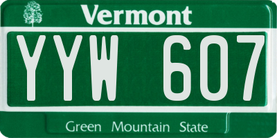 VT license plate YYW607