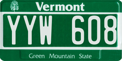 VT license plate YYW608