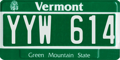 VT license plate YYW614