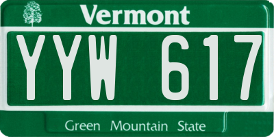 VT license plate YYW617
