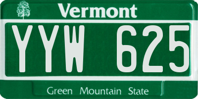 VT license plate YYW625