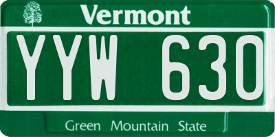 VT license plate YYW630