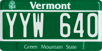 VT license plate YYW640