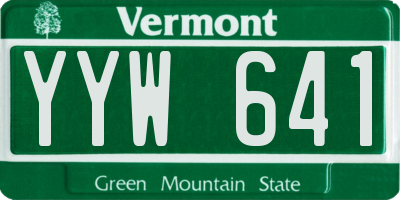 VT license plate YYW641