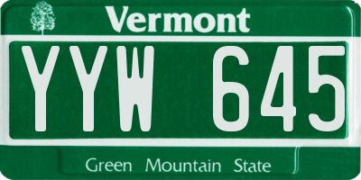 VT license plate YYW645