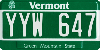 VT license plate YYW647