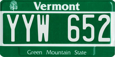 VT license plate YYW652