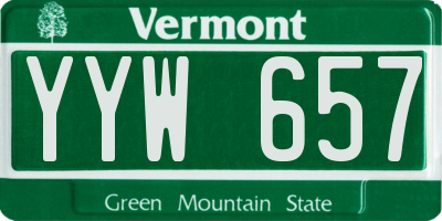 VT license plate YYW657