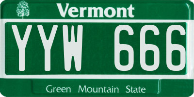 VT license plate YYW666