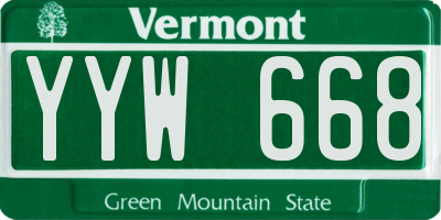 VT license plate YYW668