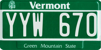 VT license plate YYW670
