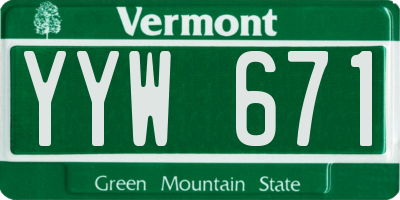 VT license plate YYW671