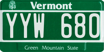 VT license plate YYW680
