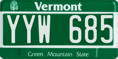 VT license plate YYW685