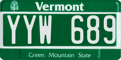 VT license plate YYW689