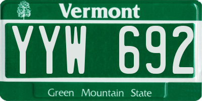 VT license plate YYW692
