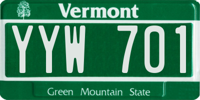 VT license plate YYW701