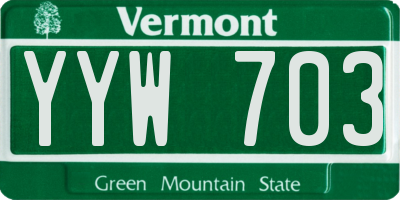 VT license plate YYW703