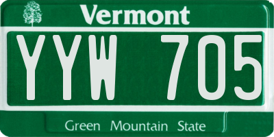 VT license plate YYW705