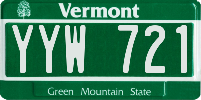 VT license plate YYW721